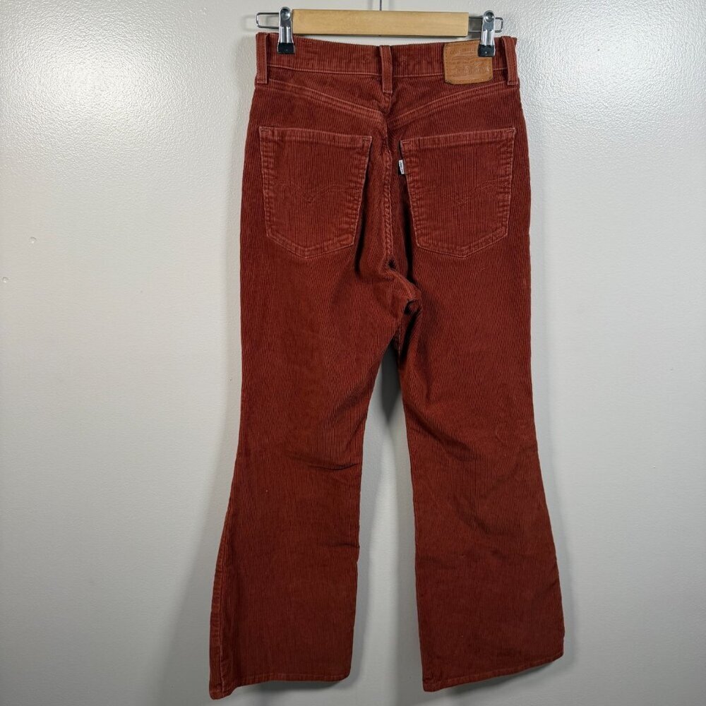 Levi's 70's High Flare Corduroy Pants Size 27 Orange Retro High Waist